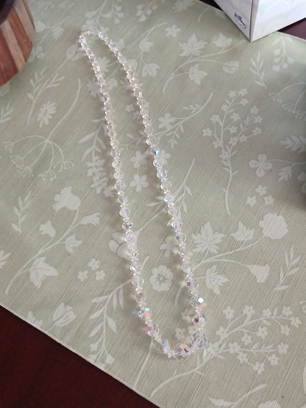 Iridescent Clear Crystal Bead Necklace Vintage